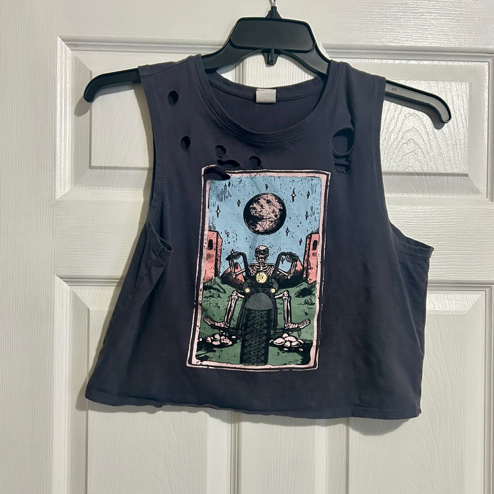 PINK Victoria's Secret Black Graphic Crop Top